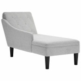 VidaXL Șezlong cu pernă și cotieră dreaptă, gri nor, textil
