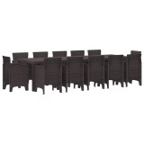 vidaXL Set de masă pentru grădină 13 pcs Maro Rattan poli 3378617
