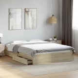 VidaXL Cadru de pat cu sertare stejar sonoma 150x200 cm lemn prelucrat 3280652