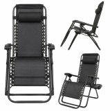 Cumpara ieftin Sezlong gradina negru pliabil metalic Breckner Germany, relaxare, zero gravity, 120 kg, 160x65x92 cm