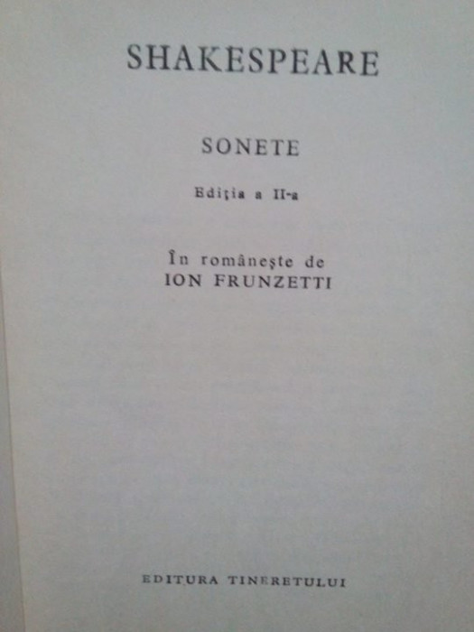 Shakespeare - Sonete (editia 1978)