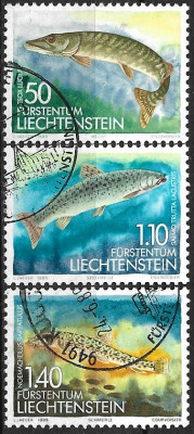 B1133 - Lichtenstein 1989 - Pesti 3v.stampilate,serie completa foto