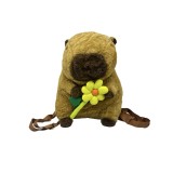 Ghiozdan-Rucsac Capibara cu floricica si bretele 30cm
