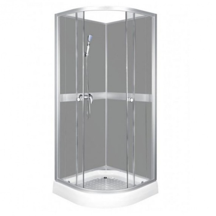 Cabină de duș CLASSIC 80 GREY cu perete posterior, cădiță și baterie
