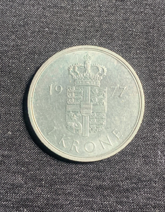 Moneda 1 coroana 1977 Danemarca