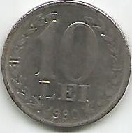 No(2) moneda-ROMANIA-10 LEI 1990