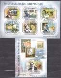 DB1 Pictura Mozambic Impresionisti Americani MS + SS MNH, Nestampilat