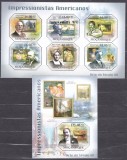 DB1 Pictura Mozambic Impresionisti Americani MS + SS MNH