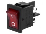 Comutator ROCKER DPST ON-OFF 6A 250V cu Lampă Neon Roșie
