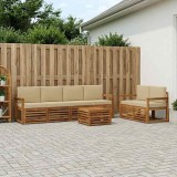 vidaXL Set de canapele de exterior cu pernă 7 pcs Natural și Bej 3384054
