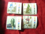 Serie Marea Britanie 1979 - Centenar Rowland Hill ,4 valori margine coala color, Nestampilat