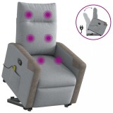 VidaXL Fotoliu de masaj rabatabil cu ridicare, gri deschis, textil
