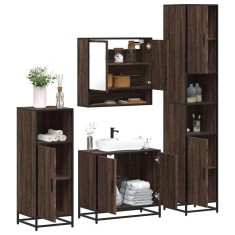 vidaXL Set de mobilier de baie din 4 piese din lemn de stejar maro 3301219