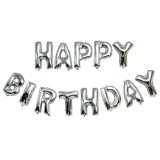 Set baloane folie flippy, happy birthday, 40 cm, argintiu