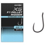 Carlige Feeder Matrix X5f1 Pellet Rigger, Barbless, Nr.14, 10buc/pac