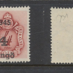 ROMANIA 1945 emisiunea Oradea I timbru porto original 4P pe 4f expertizat MNH