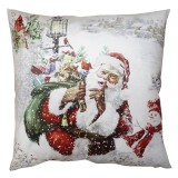 Cumpara ieftin Set 2 fete perna Mos Craciun poliester multicolor 45x45 cm
