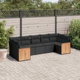 Cumpara ieftin Set canapele de grădină cu perne, 7 piese, negru, poliratan