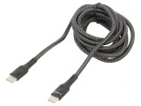 Cablu USB 2.0 Power Delivery 2m Negru 480Mbps Textilă