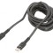 Cablu USB 2.0 Power Delivery 2m Negru 480Mbps Textilă