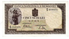Bancnota 500 lei 20 IV 1942 aprilie filigran vertical XF/a.UNC foto