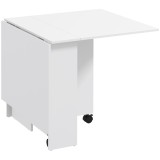 HOMCOM Masă Pliabilă și Extensibilă pentru 4-6 Persoane cu 2 Rafturi și 2 Roți, din Lemn și Metal, 140x80x74 cm, Alb | Aosom Romania