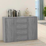 Servanta vidaXL Gri Sonoma 88x30x65 cm Lemn Compozit, 4 Sertare si 2 Usi - Comoda Depozitare Living