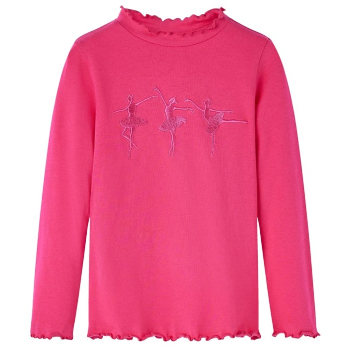 Tricou pentru copii cu m&acirc;neci lungi, roz aprins, 104 13705