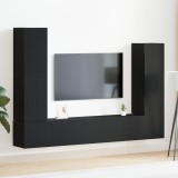VidaXL Set de dulap TV 4 piese montat pe perete lemn negru