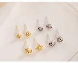 Cercei Stud din Argint 925 Placati cu Aur , zGolden Knot, , Cu Design Nod Impletit A n 2 Dimensiuni