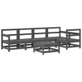 Set mobilier relexare de gradina, 6 piese, gri, lemn masiv pin