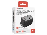 Adaptor Verbatim GaN,170W, cablu retractabil,negruUSB-C PD 3.1 QC4+up to 140W/USB-A QC 3.0 up to 18W