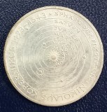 (A153) MONEDA DIN ARGINT GERMANIA - 5 MARK 1973, LIT. J, 500 ANI DE LA NASTEREA LUI NICOLAUS COPERNICUS