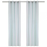 Cumpara ieftin Perdele cu inele metalice, 2 buc., albastru, 140x225 cm, bumbac