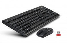 Kit tastatura si mouse wireless A4Tech 3100N, receiver USB, negru foto