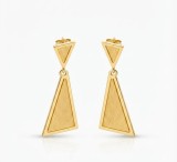 Cumpara ieftin Cercei Lungi din Argint 925 Triangle Move, Placati cu Aur, Textura Satinata, 4 cm