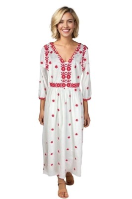 Rochie dama S25 alb/rosu , marimea S foto