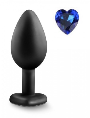 Dop Anal Brighty, Medium, Silicon, Negru/Albastru, Mokko Toys foto