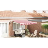 Marchiză retractabilă automatică roșie cu dungi 350x250 cm