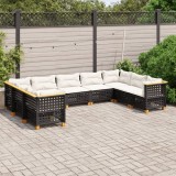 Cumpara ieftin Gossi set mobilier de gradina cu perne, 9 piese, negru, poliratan