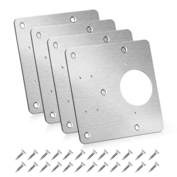 Set 4 hinged cabinet repair plate, JENUOS&reg;, inox, 90 x 90 mm, Argintiu