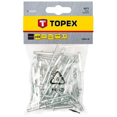 Set 50 buc. nituri de aluminiu 4 x 10 mm TOPEX 43E402 HardWork ToolsRange foto