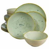 Set farfurii 16 piese, 4 persoane, Light Pistachio, Verde Pastel