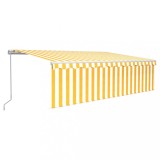 Copertina retractabila manual cu stor&amp;LED, galben&amp;alb, 5x3 m