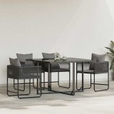 VidaXL Scaune de grădină 4 pcs Negru și antracit 50.5 x 53.5 x 63.5 cm