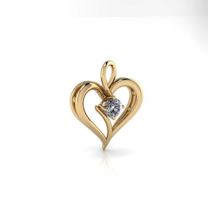 Pandativ din aur galben de 14K in forma de inima