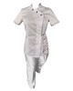 Costum Medical Pe Stil, Alb cu Elastan cu Garnitură, Model Andreea - S, XS