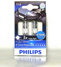 Set 2 becuri led Philips X-tremeVision LED W5W 1W 12V 6700K 129326700KX2 foto