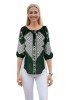 Bluza dama RS25 verde/alb , marimea 3XL, Casual, Bumbac