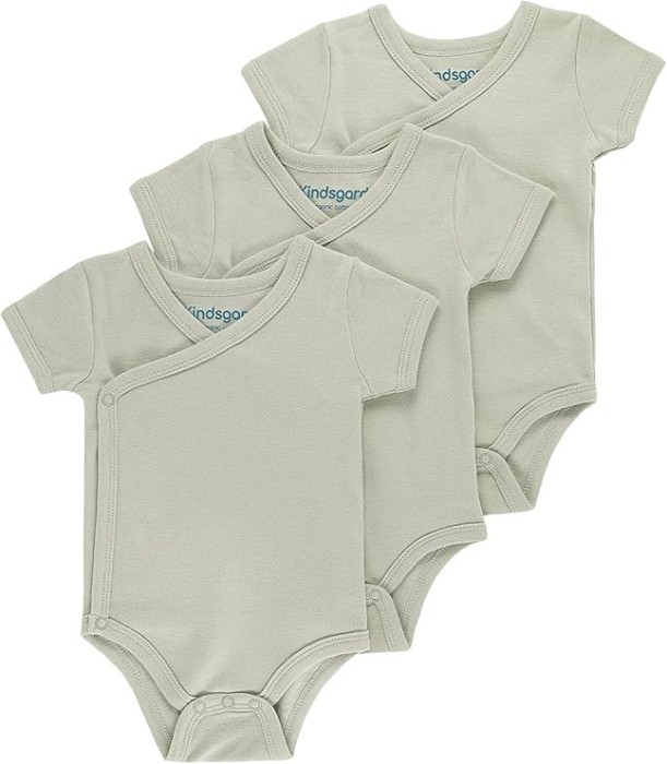 Set 3 body-uri pentru bebelusi Kindsgard, cu maneca scurta, 100% bumbac organic, marime 50 - OUTLET
